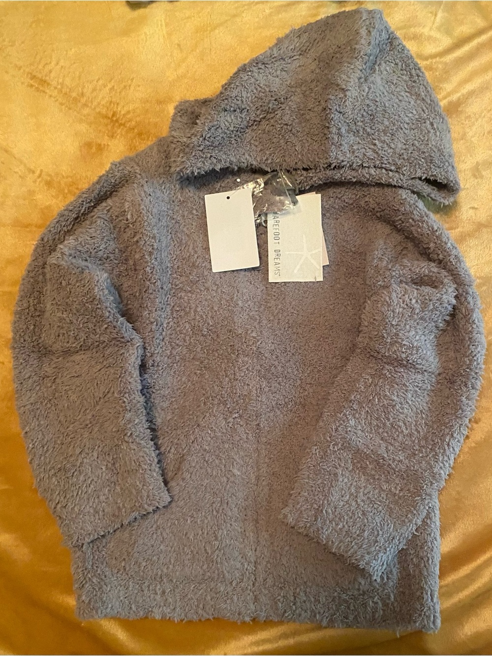 NWT Barefoot Dreams Kids Hooded Plush Cardigan in Dove Gray (4T/5T)